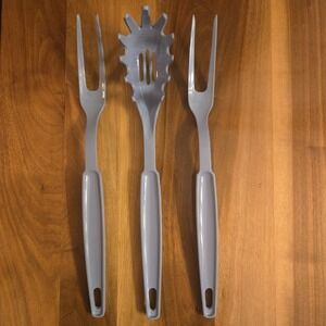 Ekco Serving Utensil Lot - 1 Spaghetti Server 2 Meat Forks